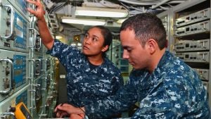 Soldiers working in data center